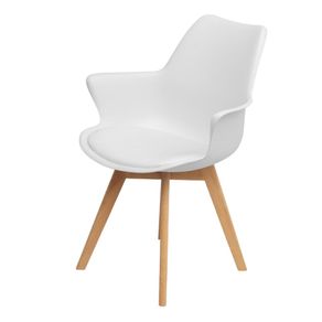 Cadeira com Bracos Joly Wood Or Design Assento Em Polipropileno Branco Base Madeira Cadeira com Bracos Joly Wood Or Design Assento Em Polipropileno Branco Base Madeira